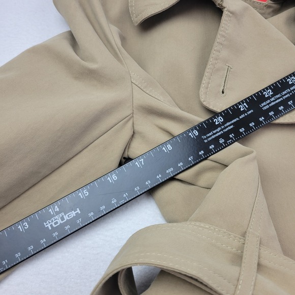 LOFT Womens Double Breasted Trench Coat Size 8 Khaki Lined Belted Timeless - Picture 13 of 16